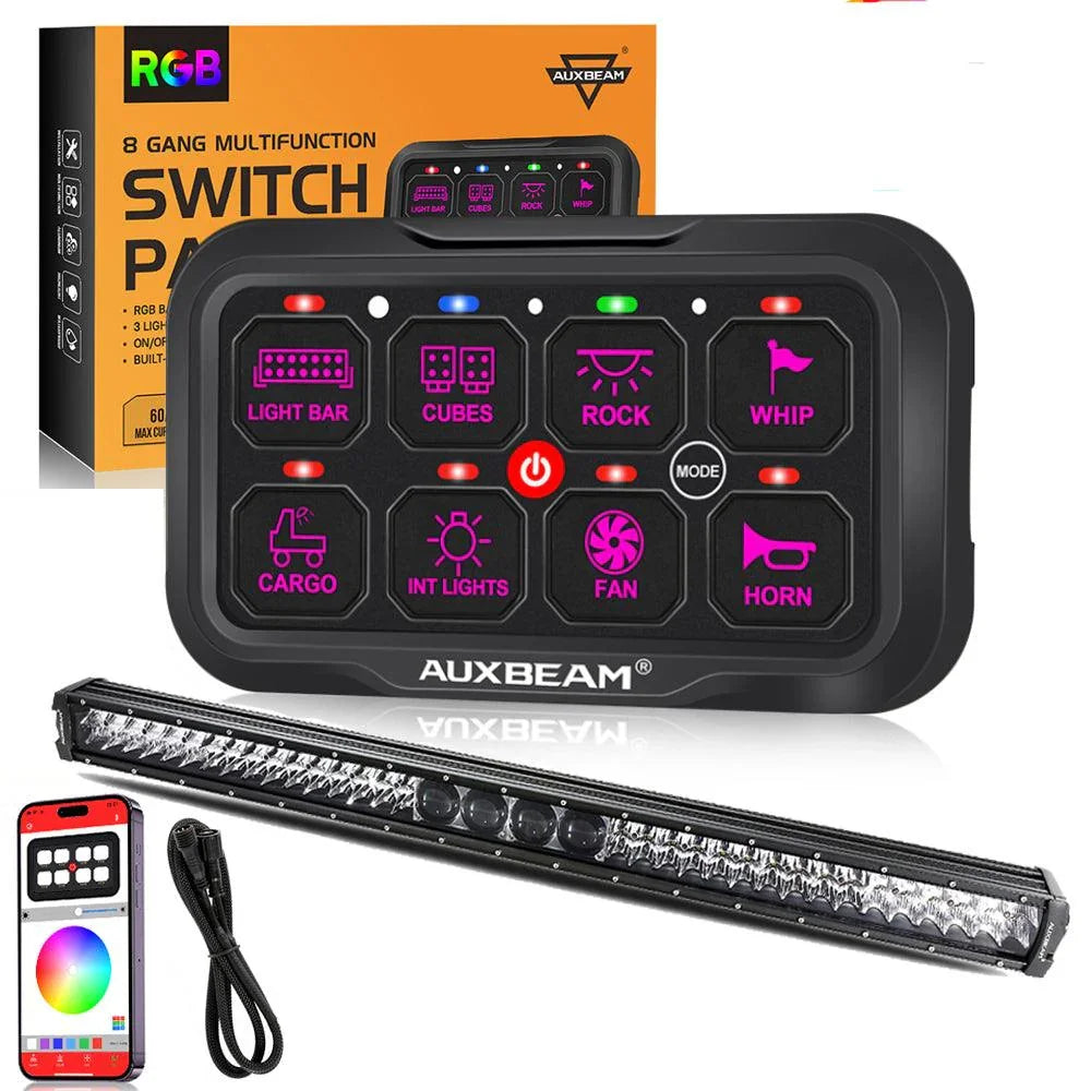 Auxbeam AR-800 RGB Switch Panel with APP+32 Inch 5D-PRO LED Light Bar