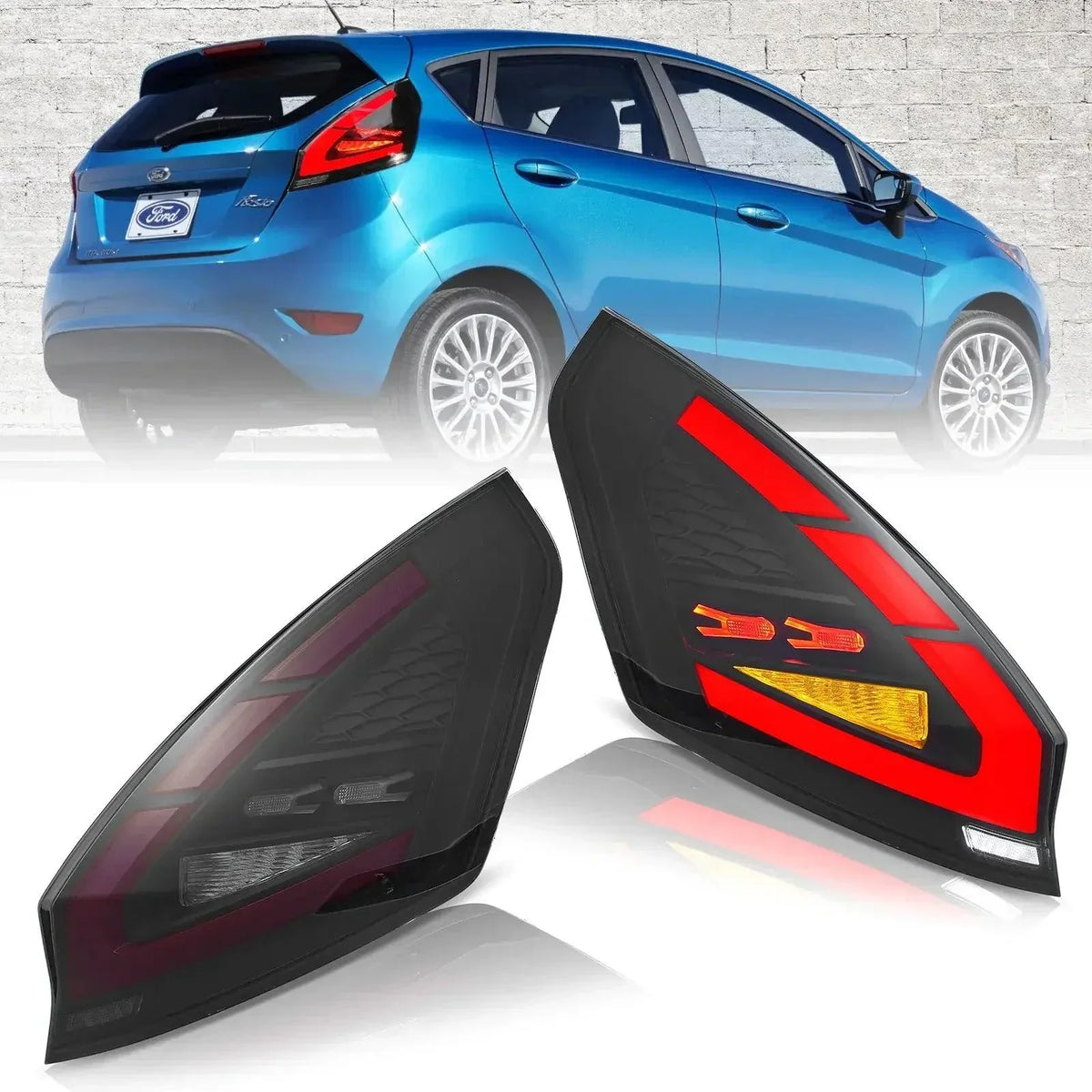 Vland LED Tail Light Assembly for 2009-2017 Ford Fiesta Hatchback