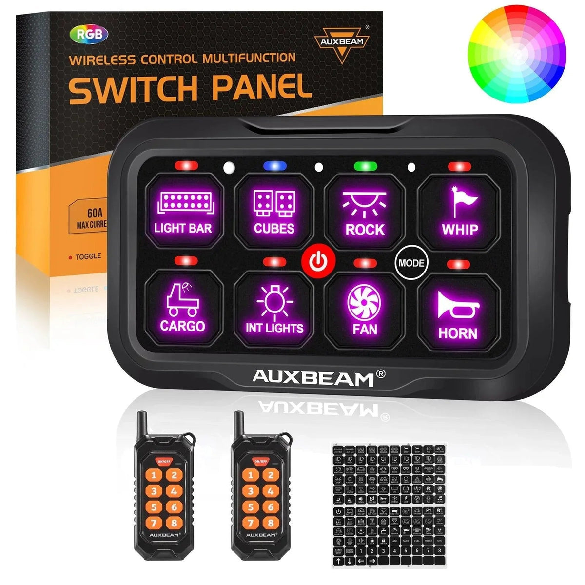 Auxbeam RC Series RC-800 RGB Switch Panel with Remote Control
