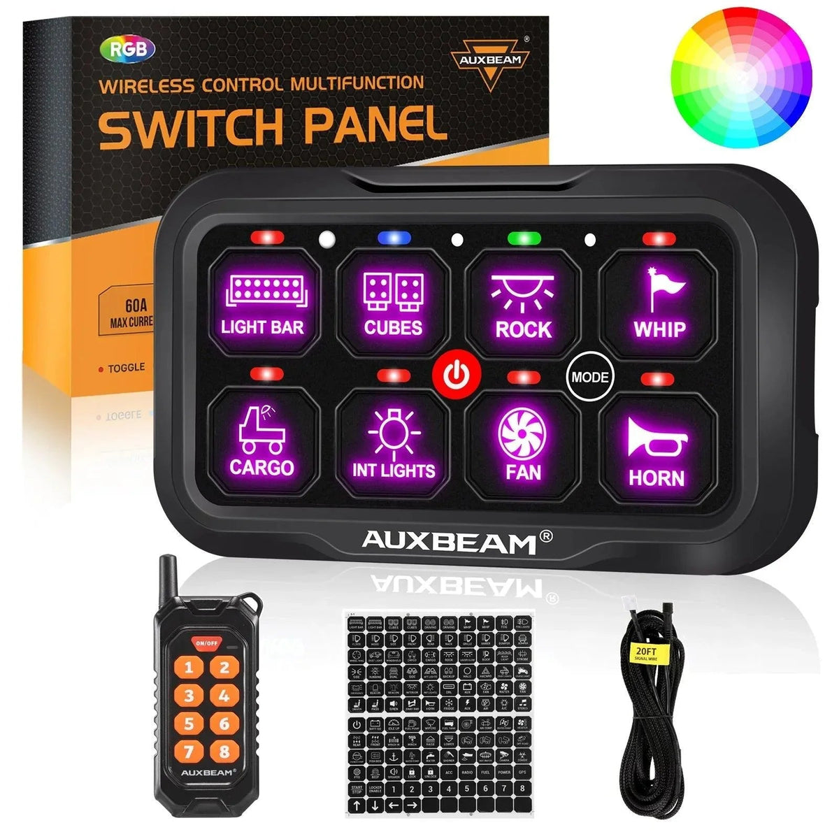 Auxbeam RC Series RC-800 RGB Switch Panel with Remote Control