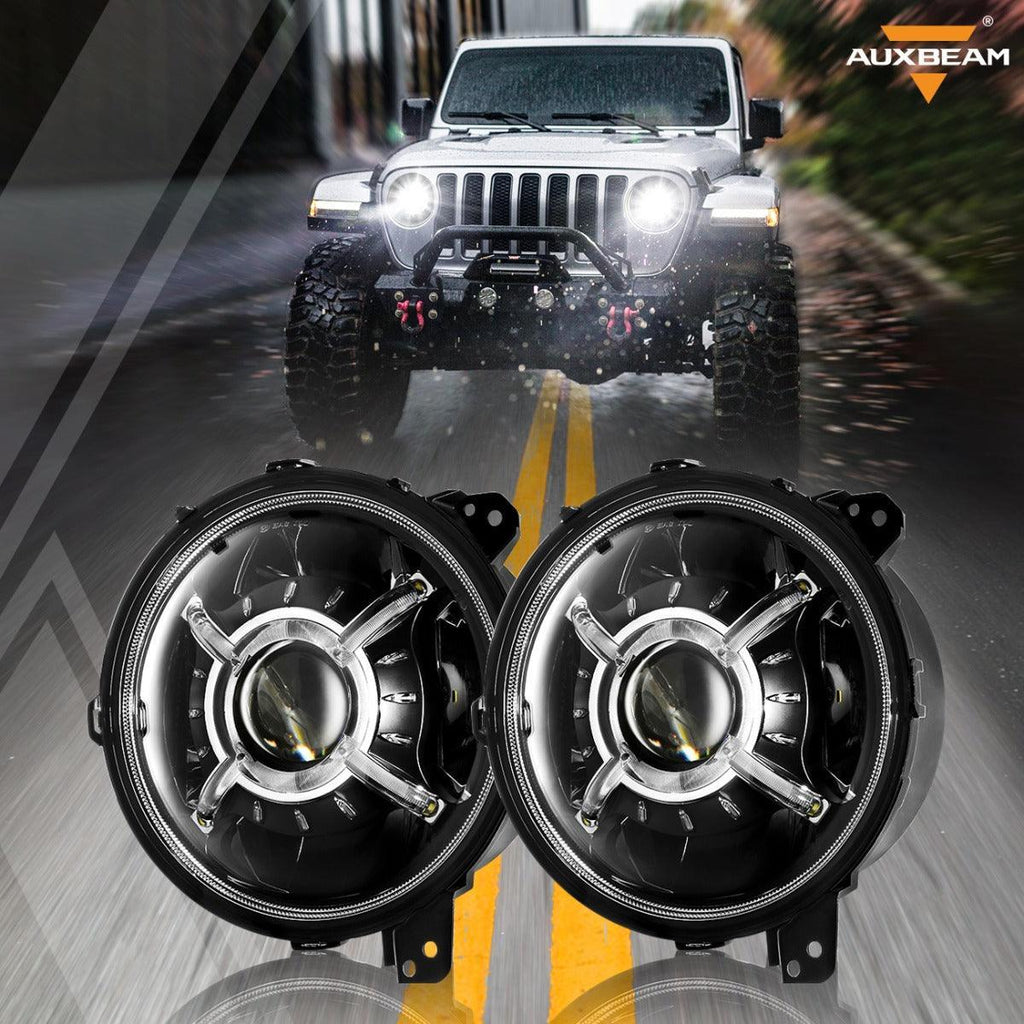 Auxbeam 9'' Round 100W LED light for 2018-2022 Jeep Wrangler JL, 2019-2022
