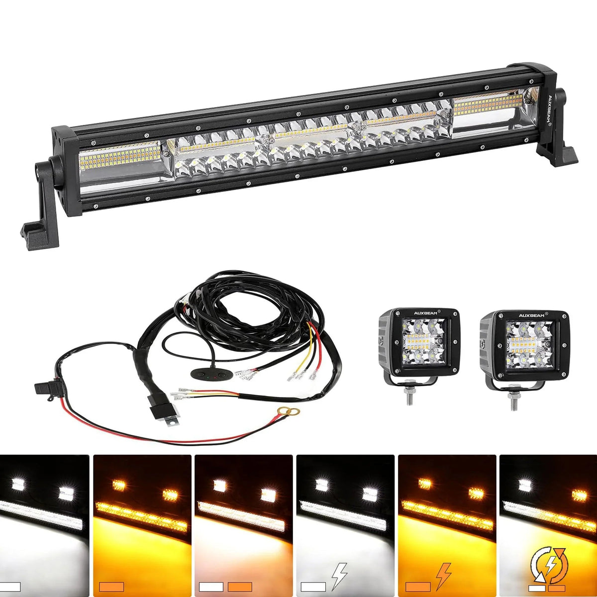 Auxbeam Series 3 Inch/4Inch/7Inch/12Inch/20Inch White&Amber LED Light Bar