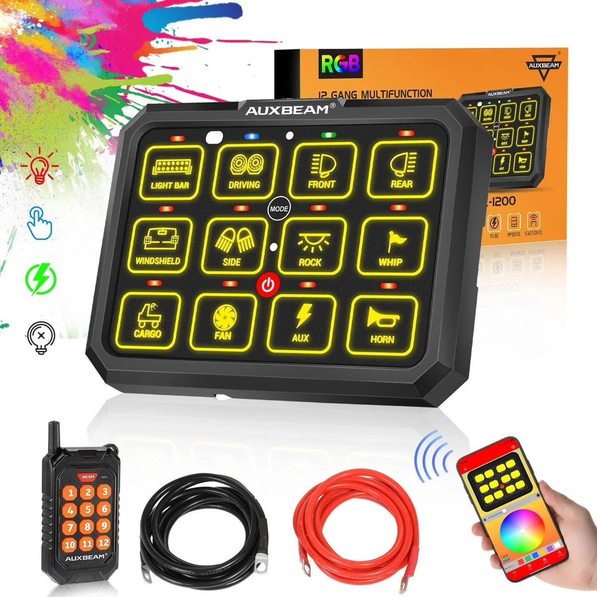 Auxbeam AC Series 8/12 Gang RGB Switch Panel with APP&Remote Control