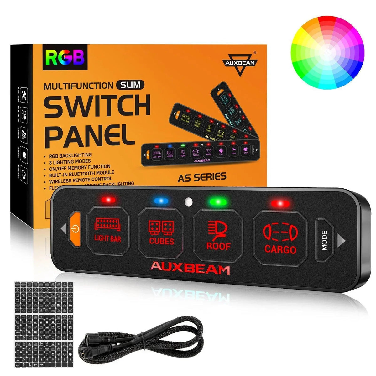Auxbeam AS Series 4/6/8 Gang RGB Slim Switch Panel with APP&Remote Control