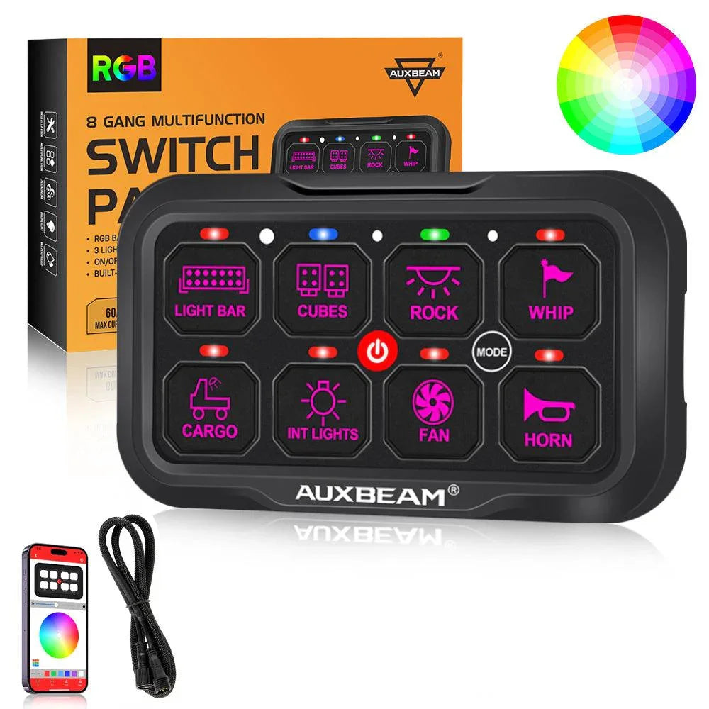 Auxbeam AR-800 RGB Switch Panel with APP+52 Inch 5D-PRO LED Light Bar