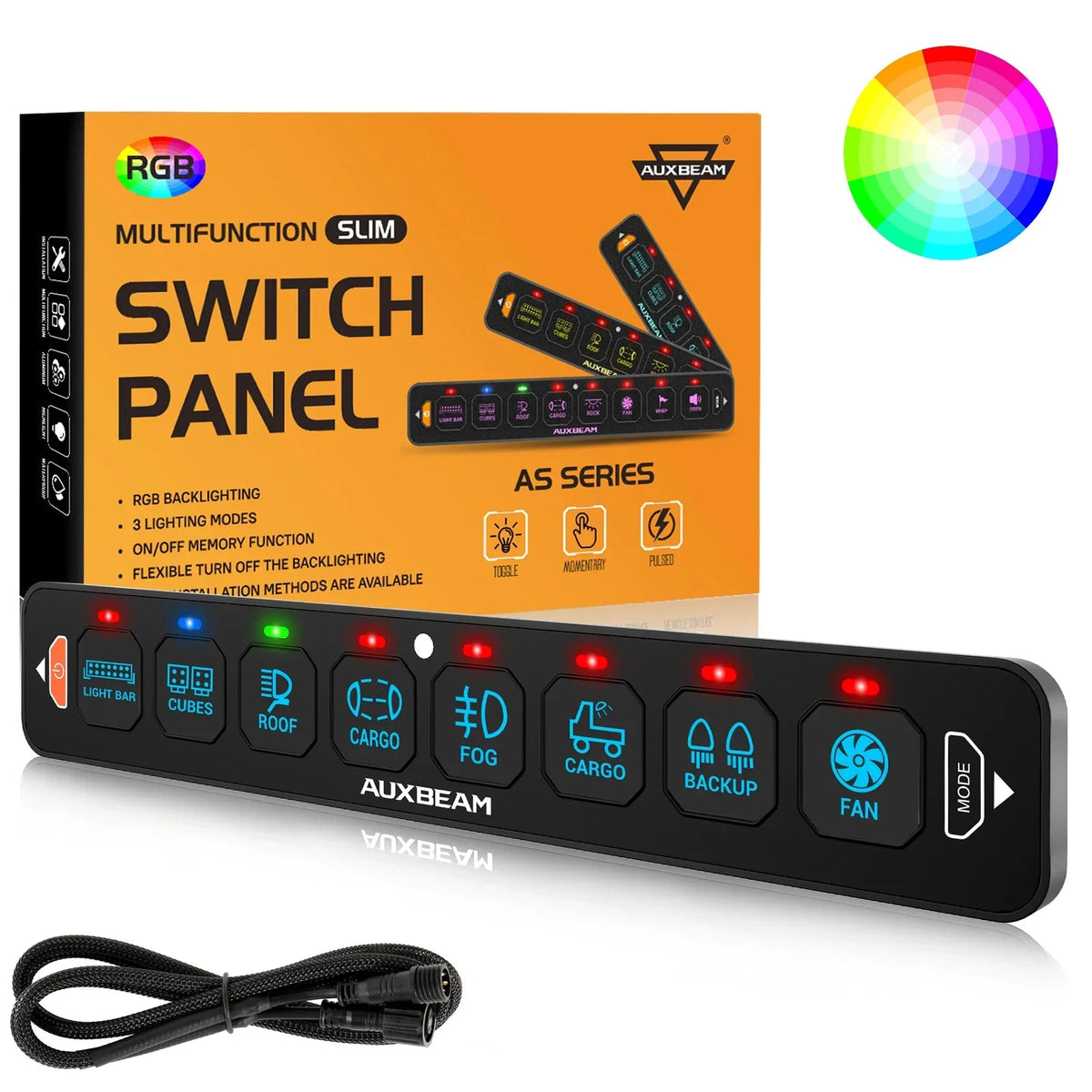 Auxbeam AS Series 4/6/8 Gang RGB Slim Switch Panel with APP&Remote Control