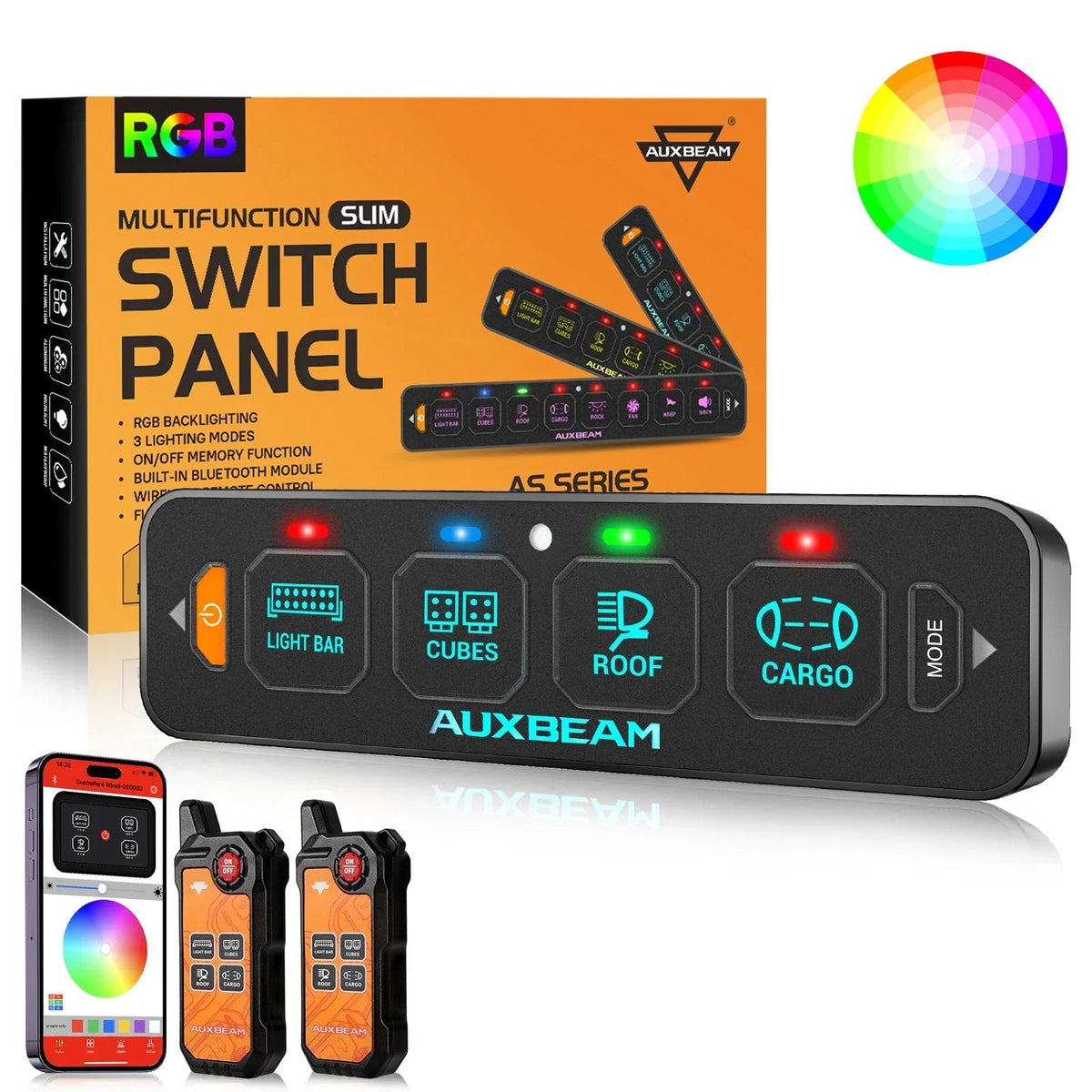 Auxbeam AS Series 4 Gang (AS-400) RGB Slim Switch Panel with APP&Remote Control
