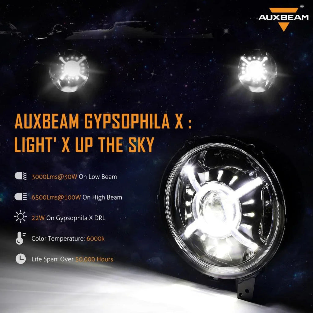 Auxbeam 9'' Round 100W LED light for 2018-2022 Jeep Wrangler JL, 2019-2022