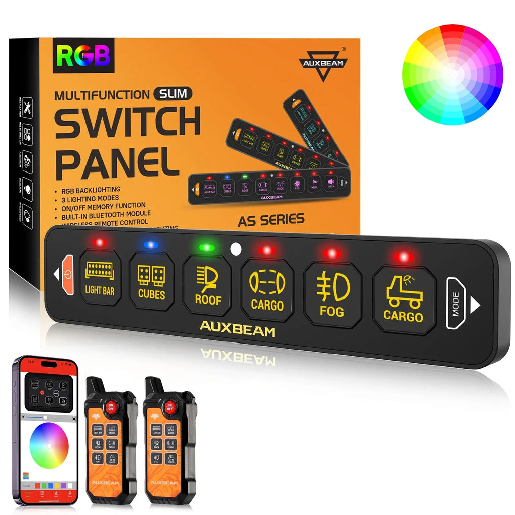 Auxbeam AS Series 4/6/8 Gang RGB Slim Switch Panel with APP&Remote Control