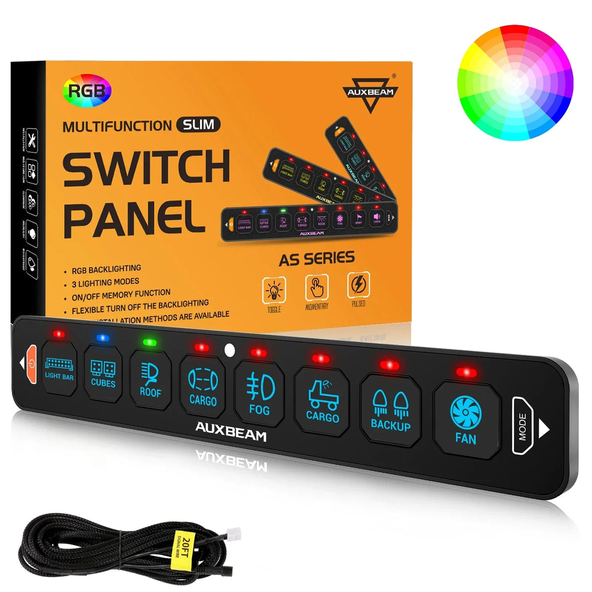 Auxbeam AS Series 8 Gang (AS-R80) RGB Slim Switch Panel