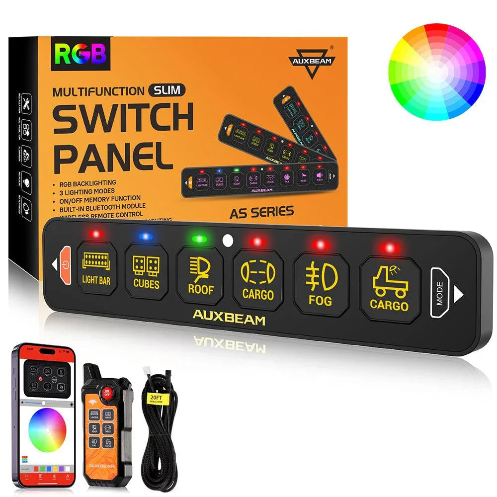 Auxbeam AS Series 4/6/8 Gang RGB Slim Switch Panel with APP&Remote Control