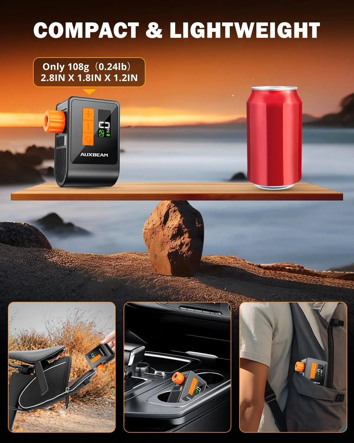 Auxbeam BL03 Compact 120PSI Electric Bicycle Tire Pump