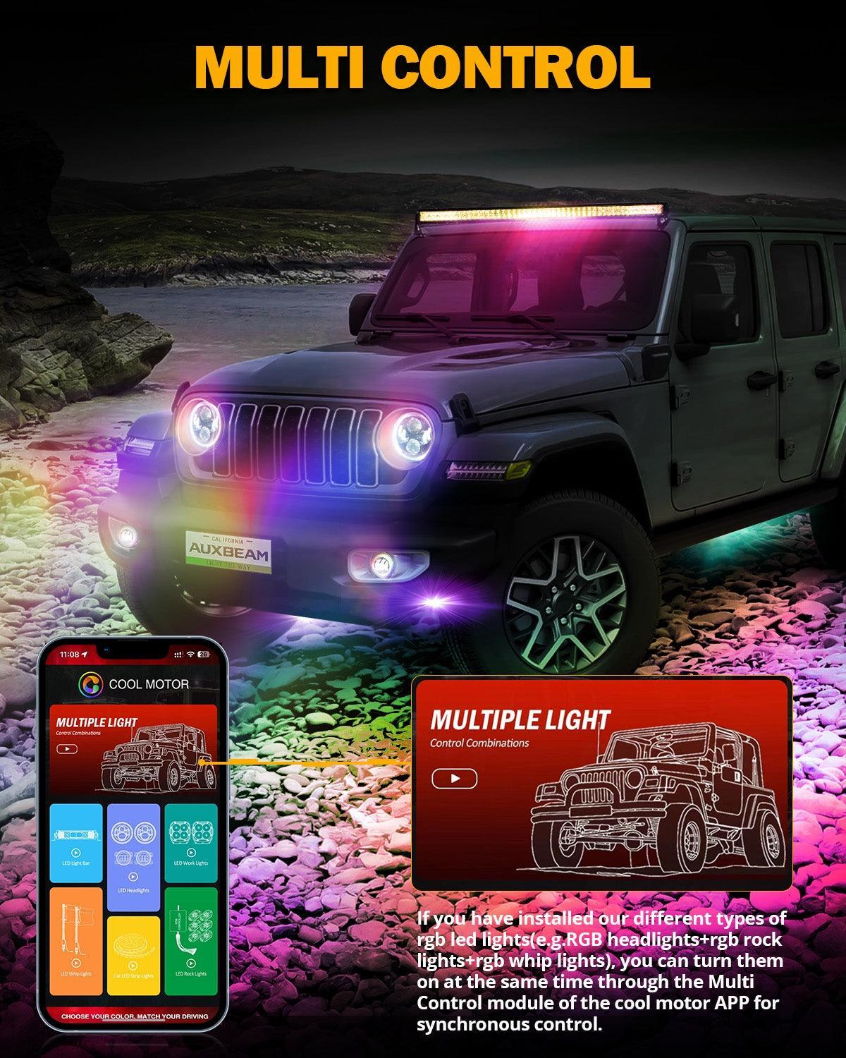 Auxbeam 4 Inch LED Fog Lights for Jeep Wrangler JK/JL 2018-2024