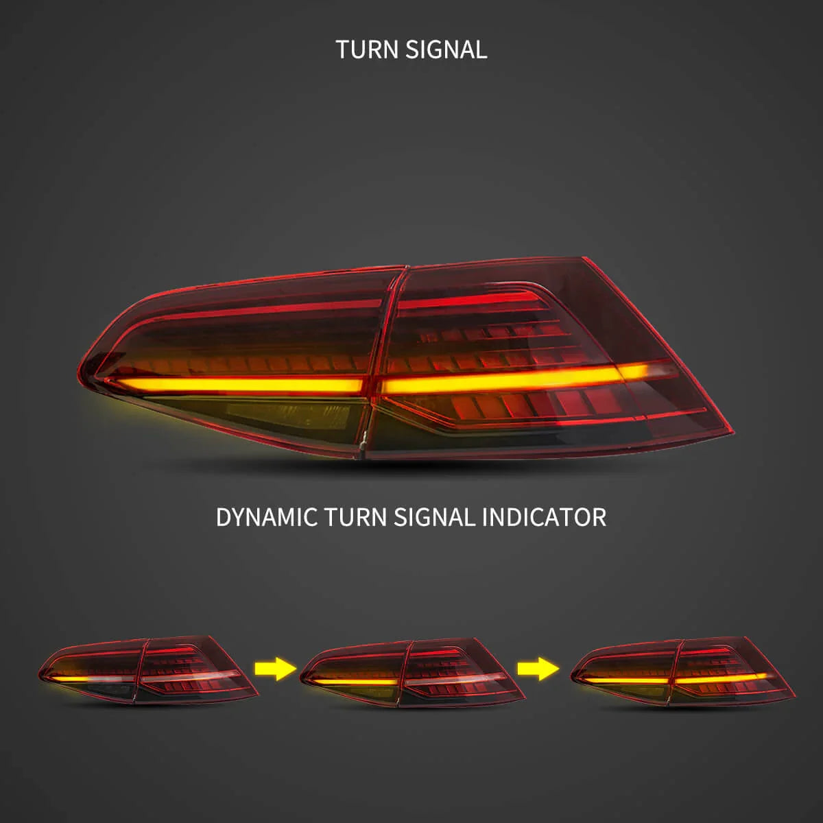 Vland LED Tail Light Assembly for 2013-2021 Volkswagen Golf MK7 MK7.5 Hatchback