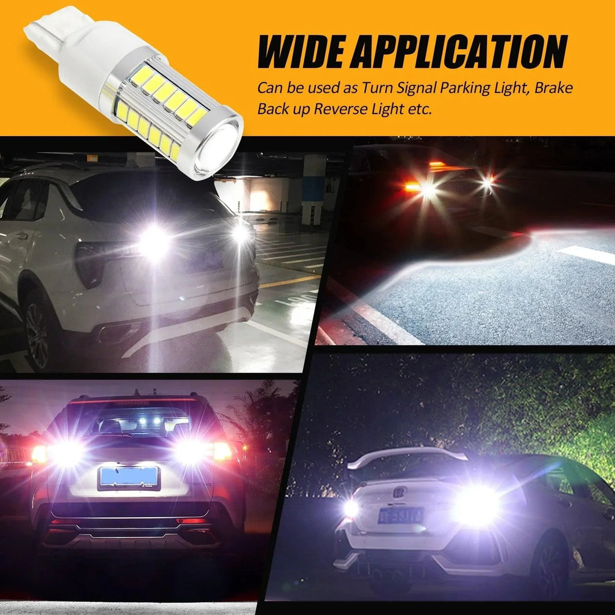 Auxbeam 7440 7440A LED Backup Reverse/Turn Signal/Brake Tail Light Bulbs 20W