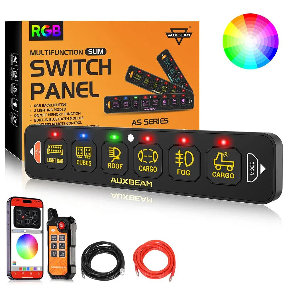 Auxbeam AS Series 6 Gang (AS-600) RGB Slim Switch Panel with APP&Remote Control