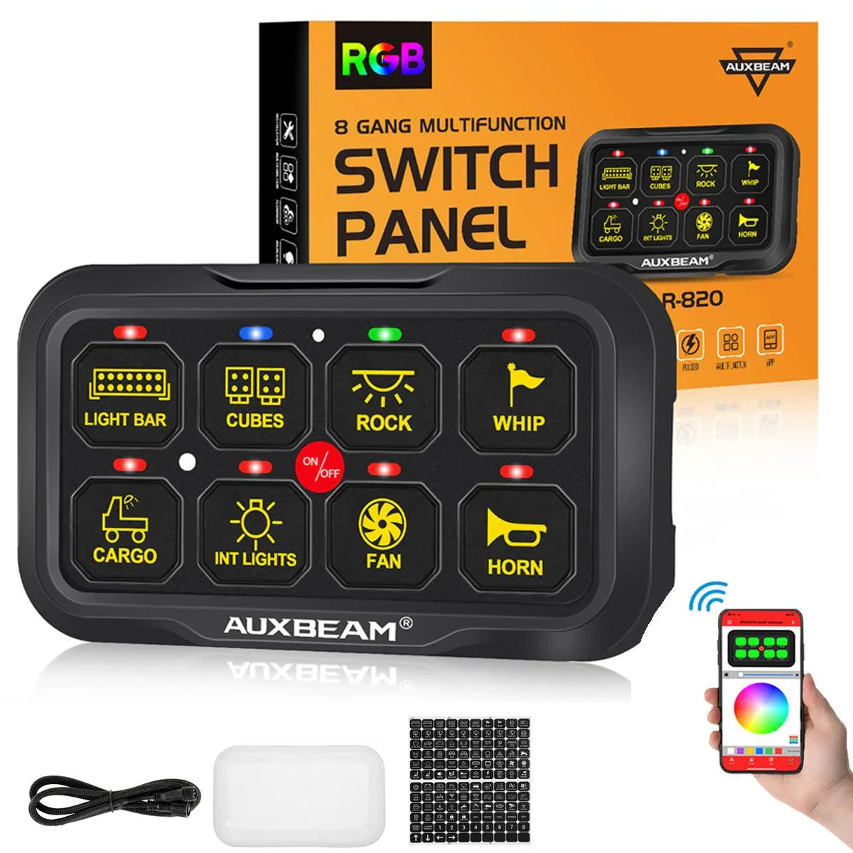 Auxbeam AR Series 6/8 Gang LED Switch Panel, Off Road Light Controller