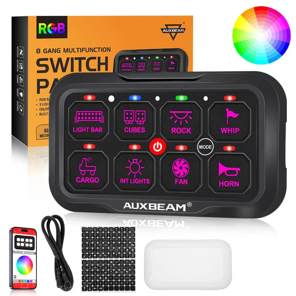 Auxbeam AR Series 6/8 Gang LED Switch Panel, Off Road Light Controller
