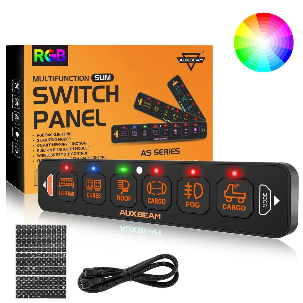 Auxbeam AS Series 4/6/8 Gang RGB Slim Switch Panel with APP&Remote Control
