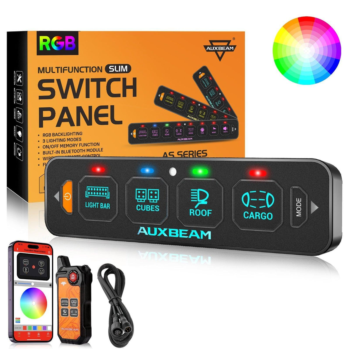 Auxbeam AS Series 4 Gang (AS-400) RGB Slim Switch Panel with APP&Remote Control