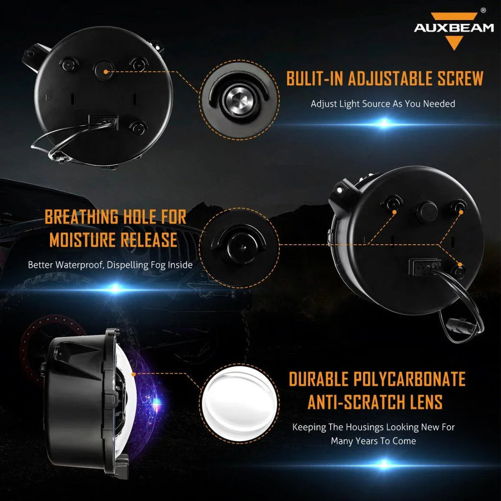 Auxbeam 9'' Round 100W LED light for 2018-2022 Jeep Wrangler JL, 2019-2022