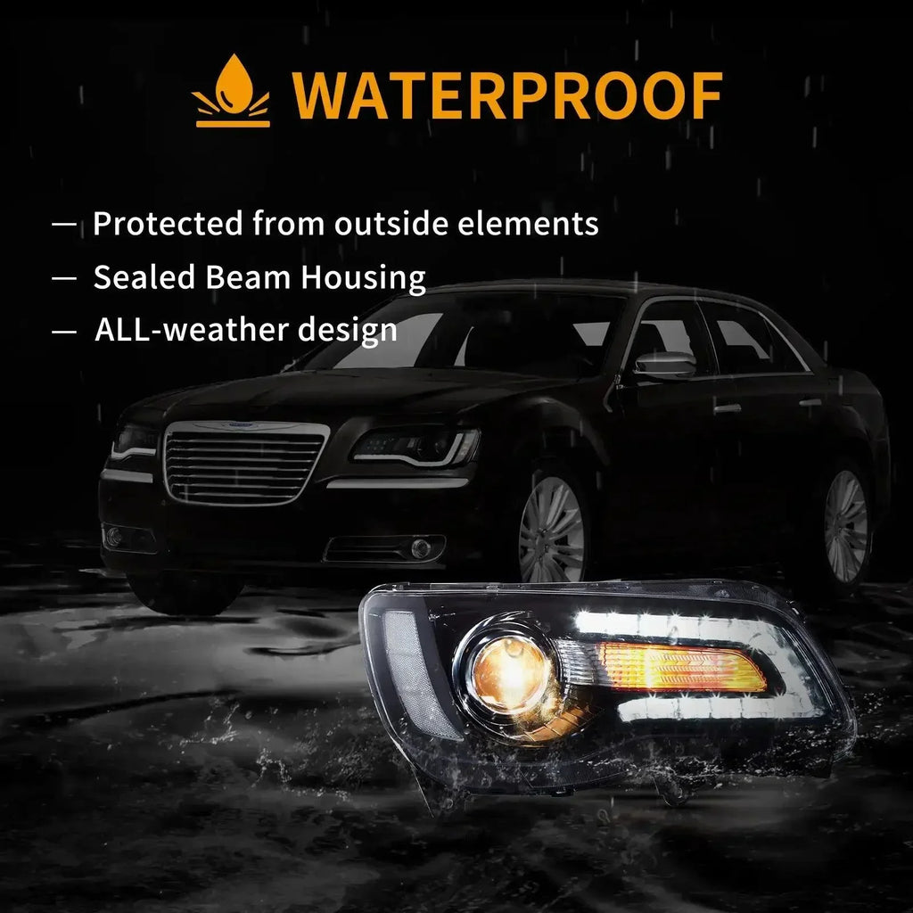 Vland LED Headlight Assembly Dual Beam Projector 2011-UP Chrysler