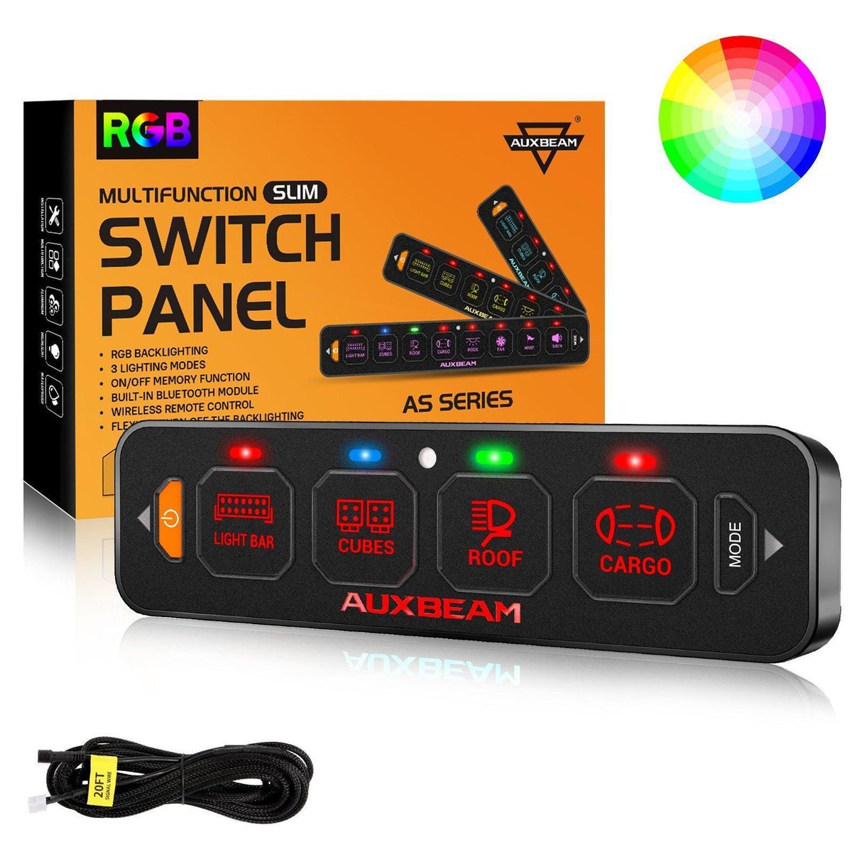 Auxbeam AS Series 4/6/8 Gang RGB Slim Switch Panel with APP&Remote Control
