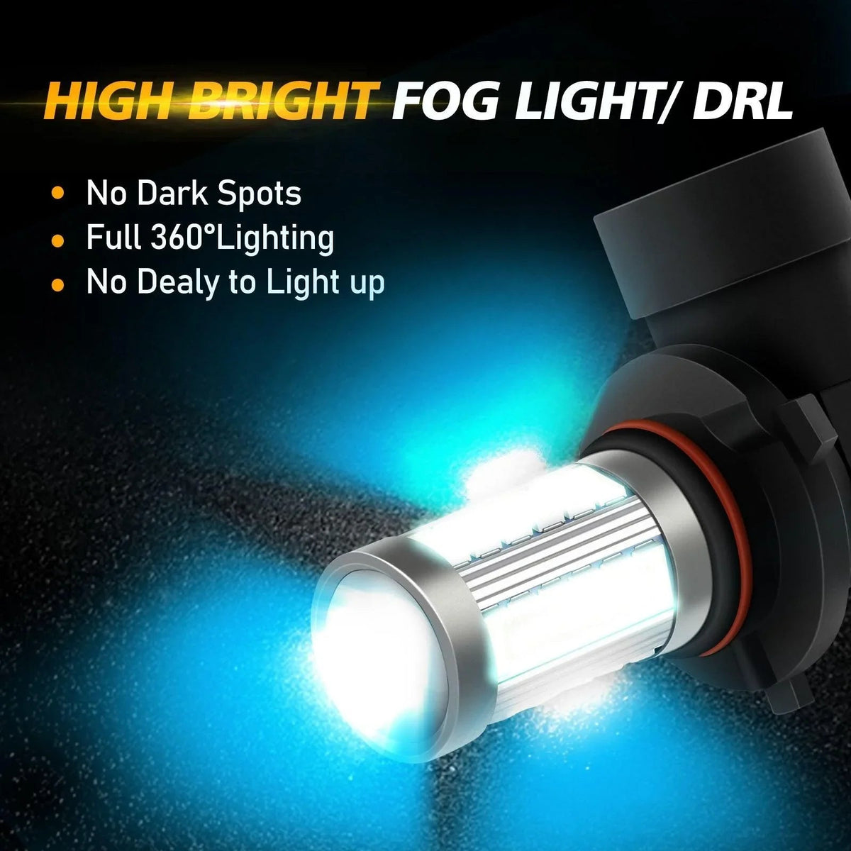 Auxbeam 9006/HB4 LED Fog Light/DRL Bulbs 50W Ice Blue 33LED Series 2 Bulbs