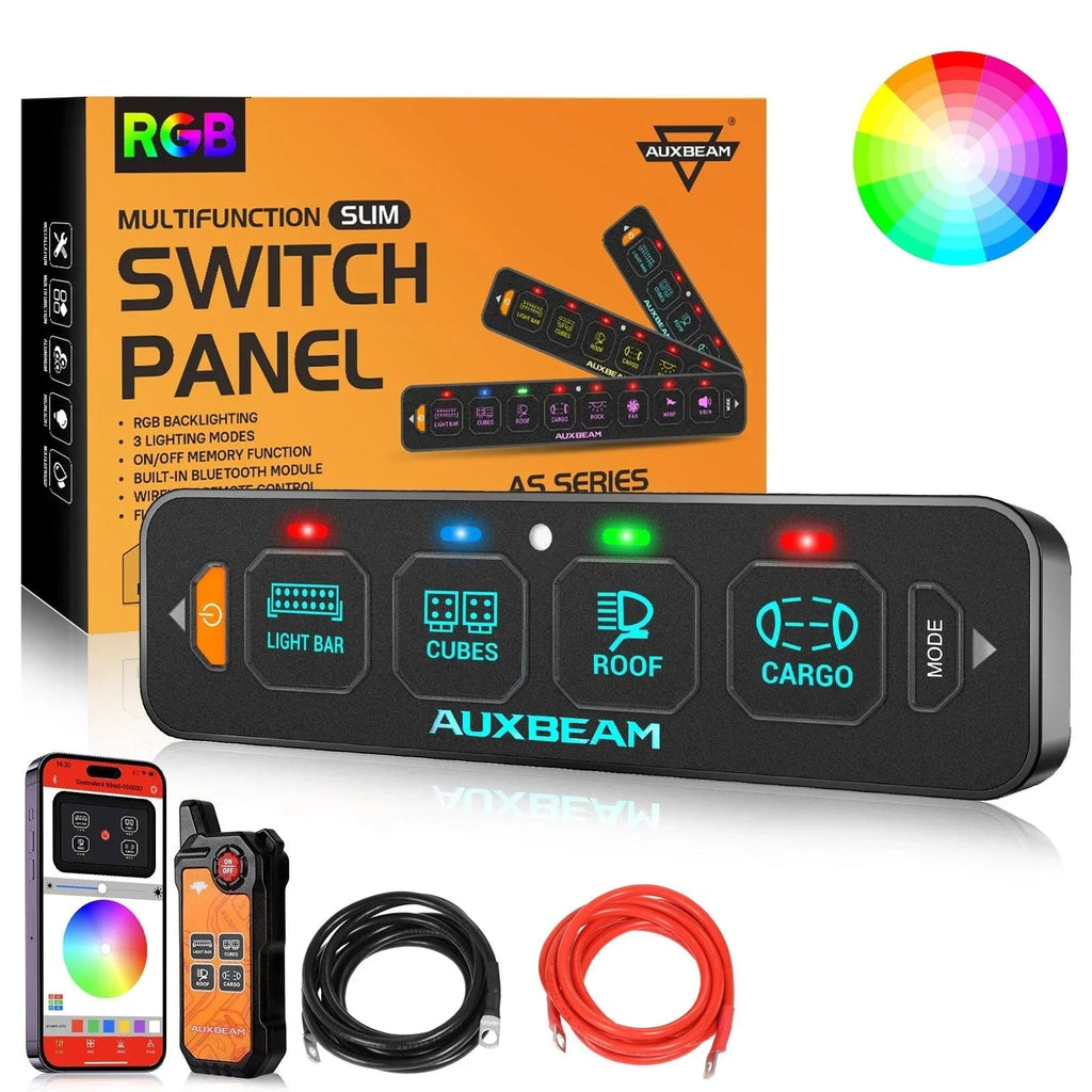 Auxbeam AS Series 4/6/8 Gang RGB Slim Switch Panel with APP&Remote Control
