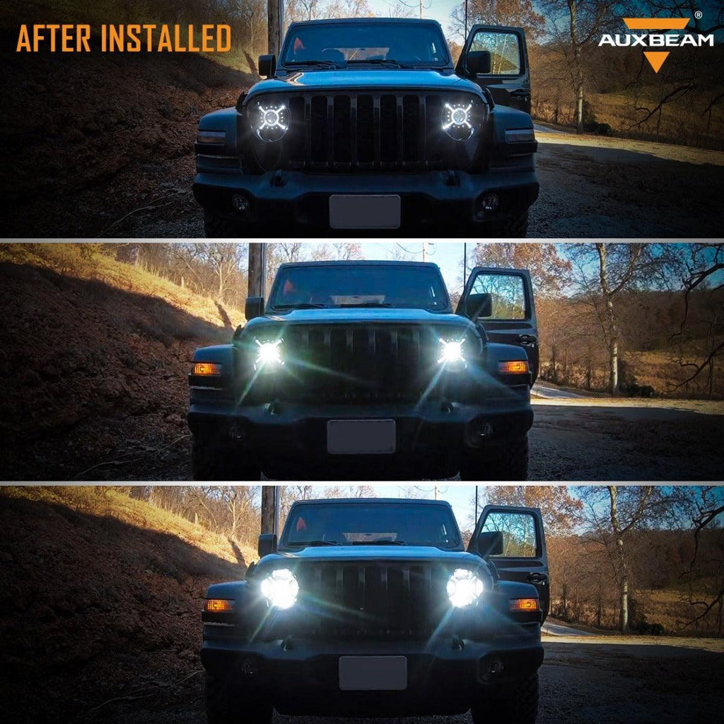 Auxbeam 9'' Round 100W LED light for 2018-2022 Jeep Wrangler JL, 2019-2022