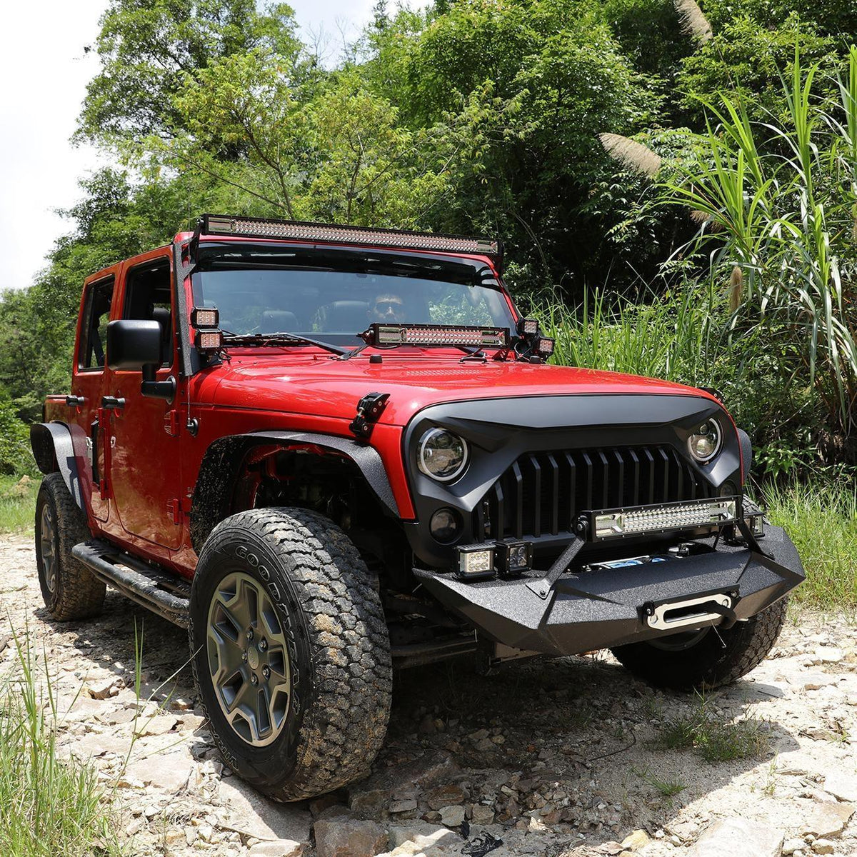 Auxbeam Dual A-Pillar Pods Light Windshield Mount for Jeep Wrangler JK 2007-2017