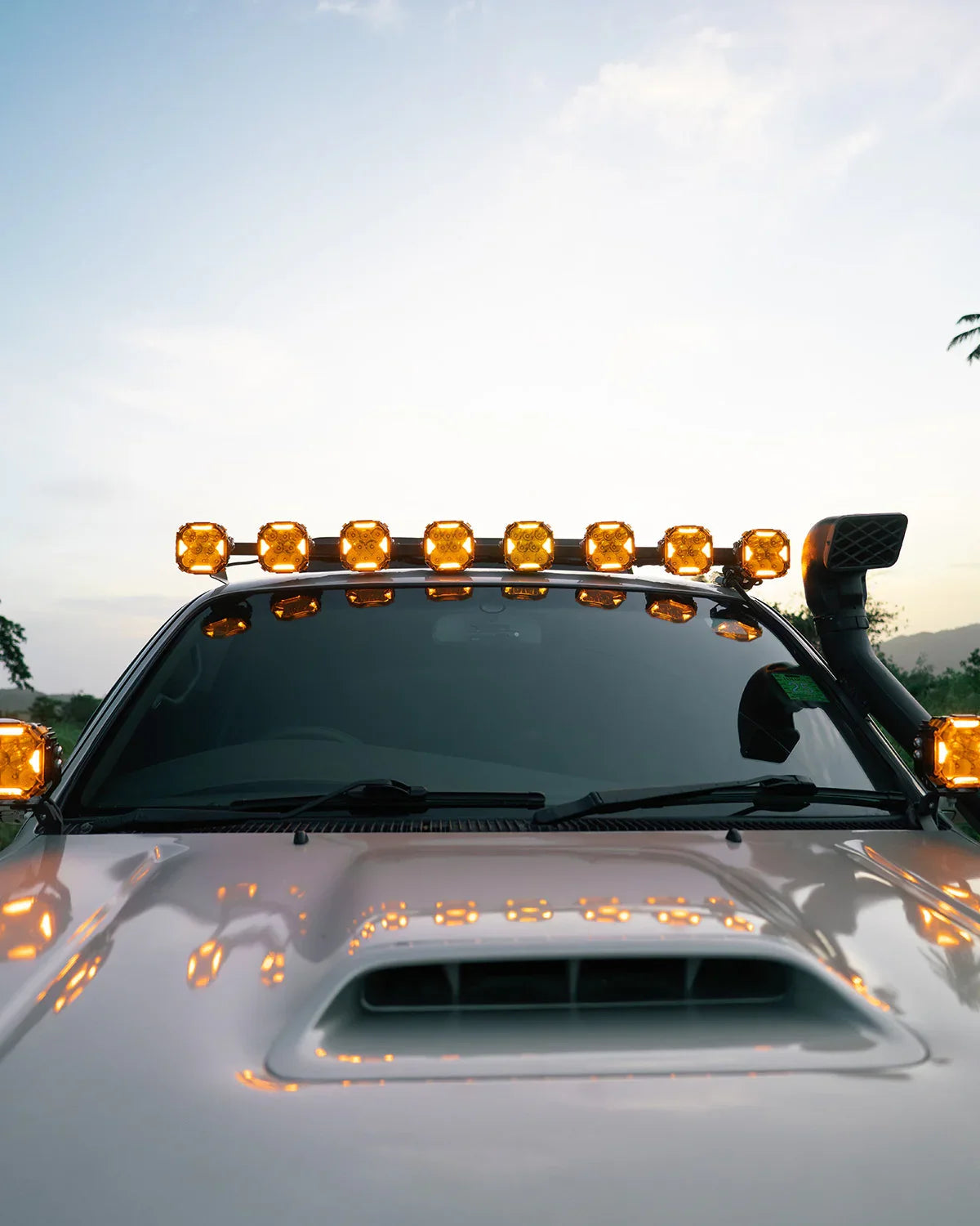 CUBE-Z Series 4 Inch Flood LED Pod Lights Off Road Lights with White DRL & Amber Turn Signal Lights