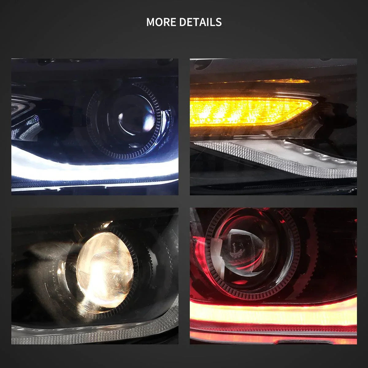 Vland LED Headlight Assembly RGB Dual Beam for 2014-2015 Chevrolet Camaro