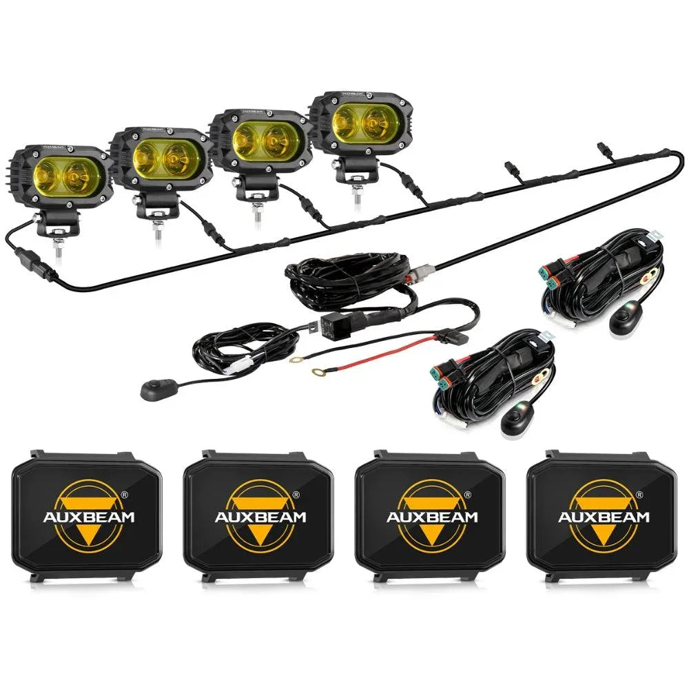 Auxbeam R4 Series - 4 Inch 60W LED Pods Light Flood Beam Amber Light