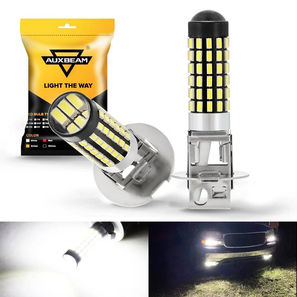 Auxbeam H3 LED Fog Light/DRL Bulbs 6W 2000ML 6500K White - 2 Bulbs