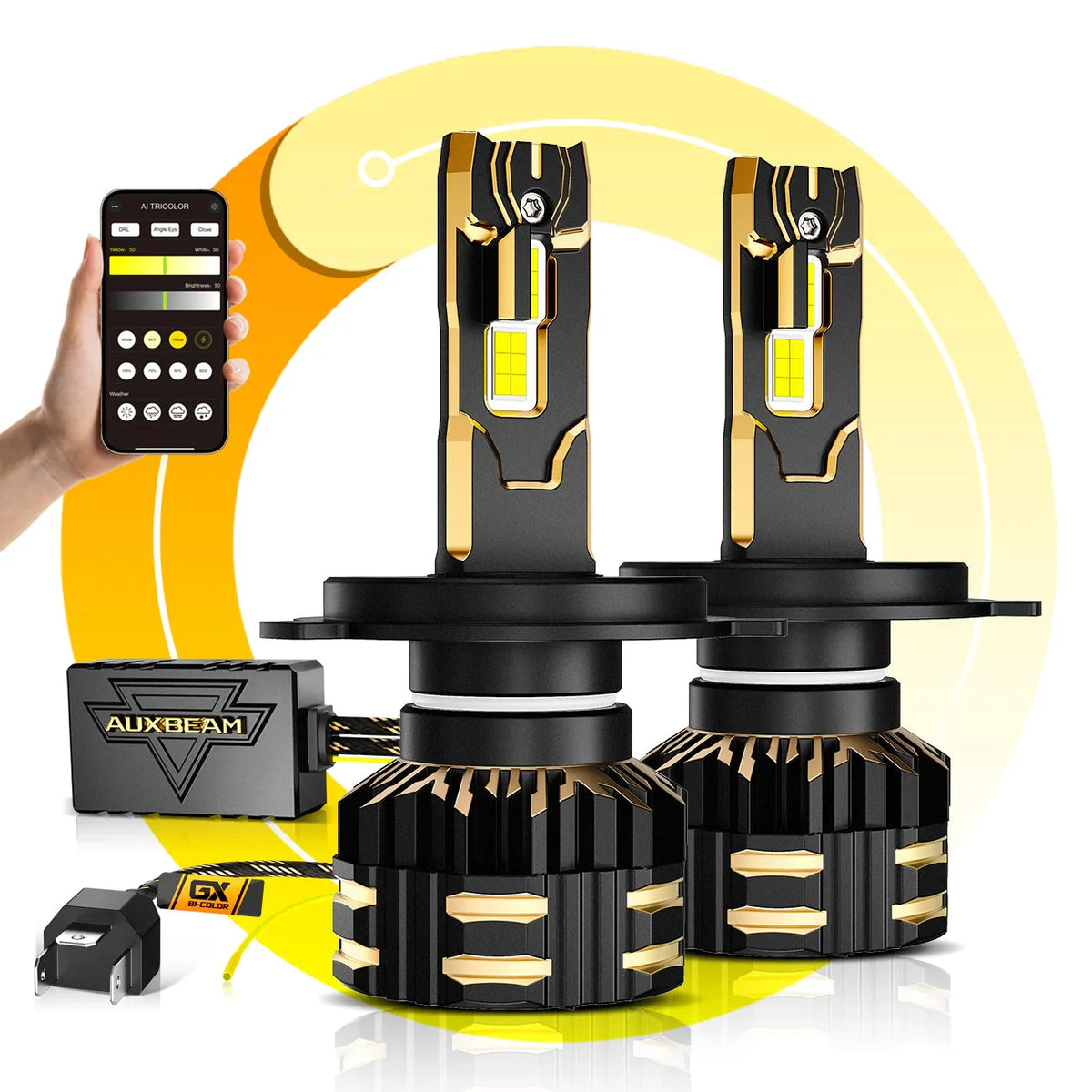 Auxbeam H4 LED Headlight Bulbs 110W GX Bi-Color Smart Series