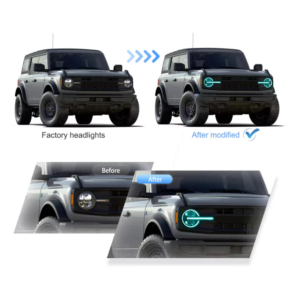 Vland LED Headlight Assembly for 2020-2024 Ford Bronco