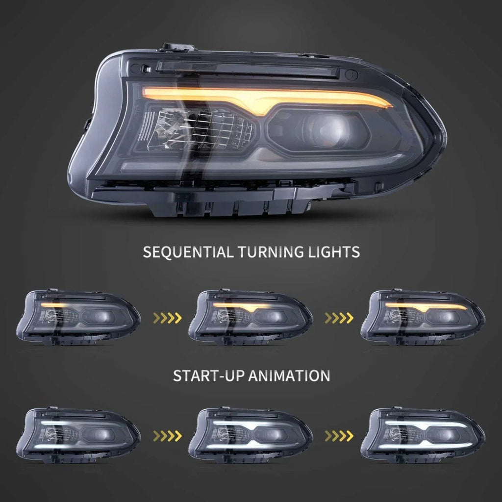 Vland LED Projector Headlights for 2015-2023 Dodge Charger Halogen Models