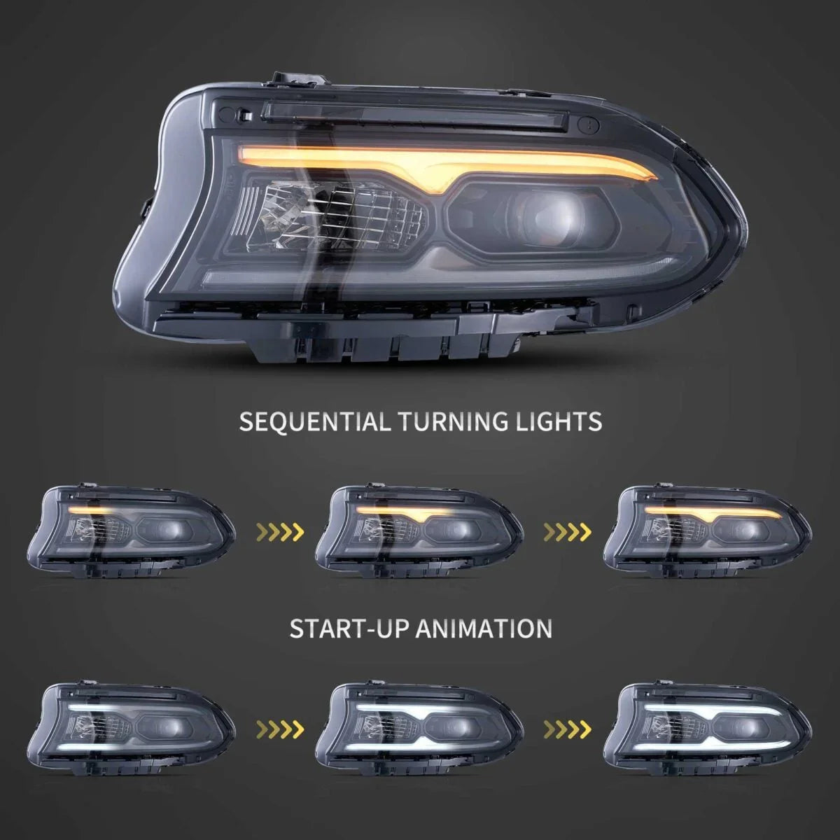 Vland LED Projector Headlights for 2015-2023 Dodge Charger Halogen Models