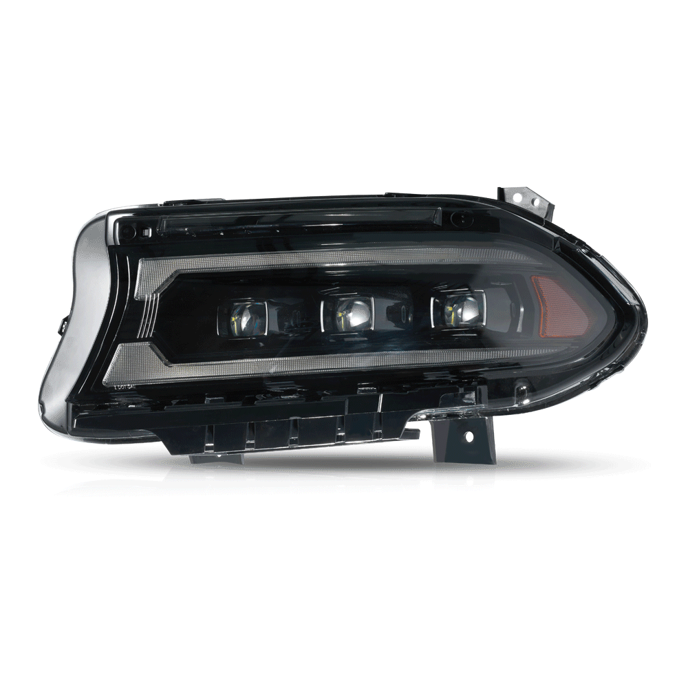 Vland Bi-LED Projectors Headlights Assembly Black for 2015-2023 Dodge Charger