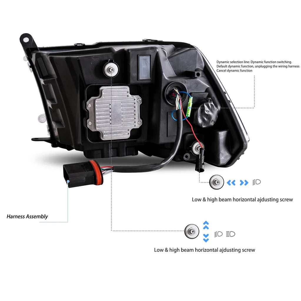 Vland Full LED Headlight Assembly for 2009-2018 Dodge Ram 1500 2500 3500