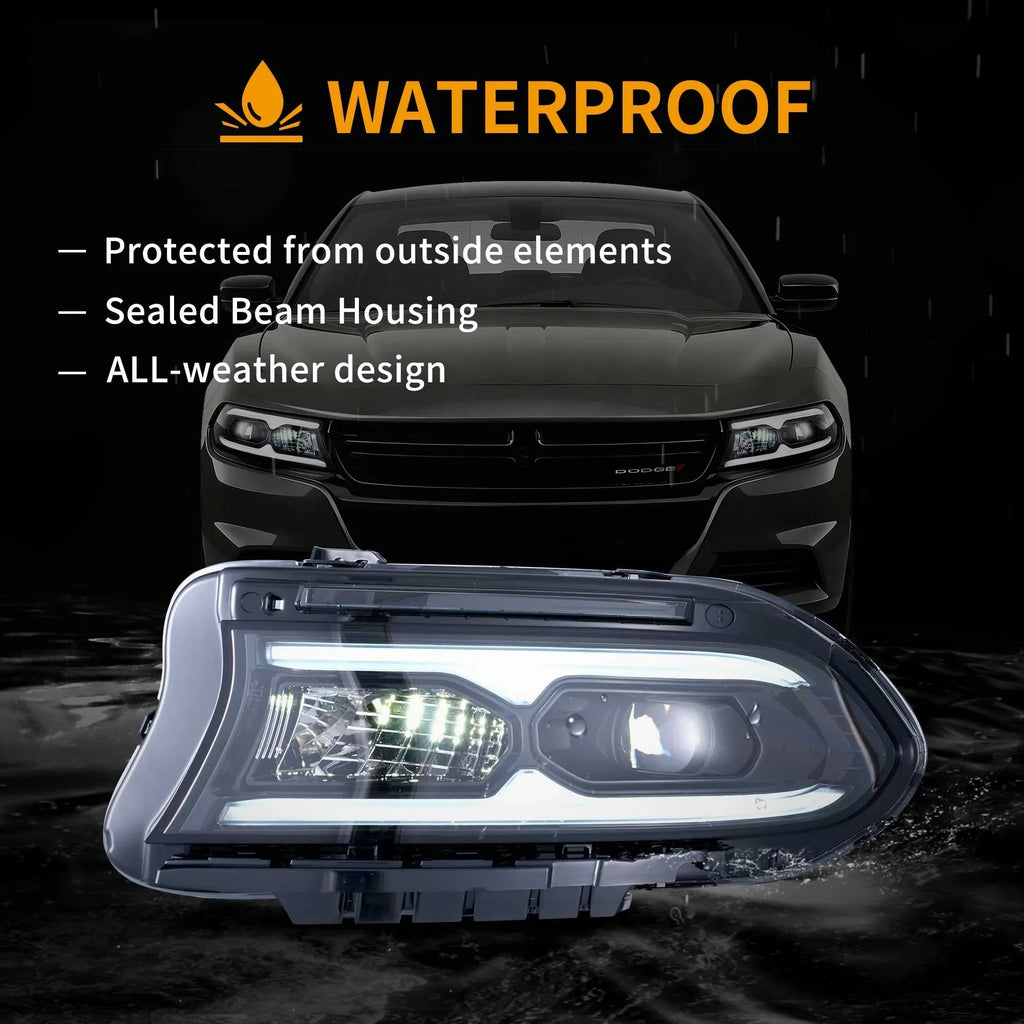 Vland LED Projector Headlights for 2015-2023 Dodge Charger Halogen Models