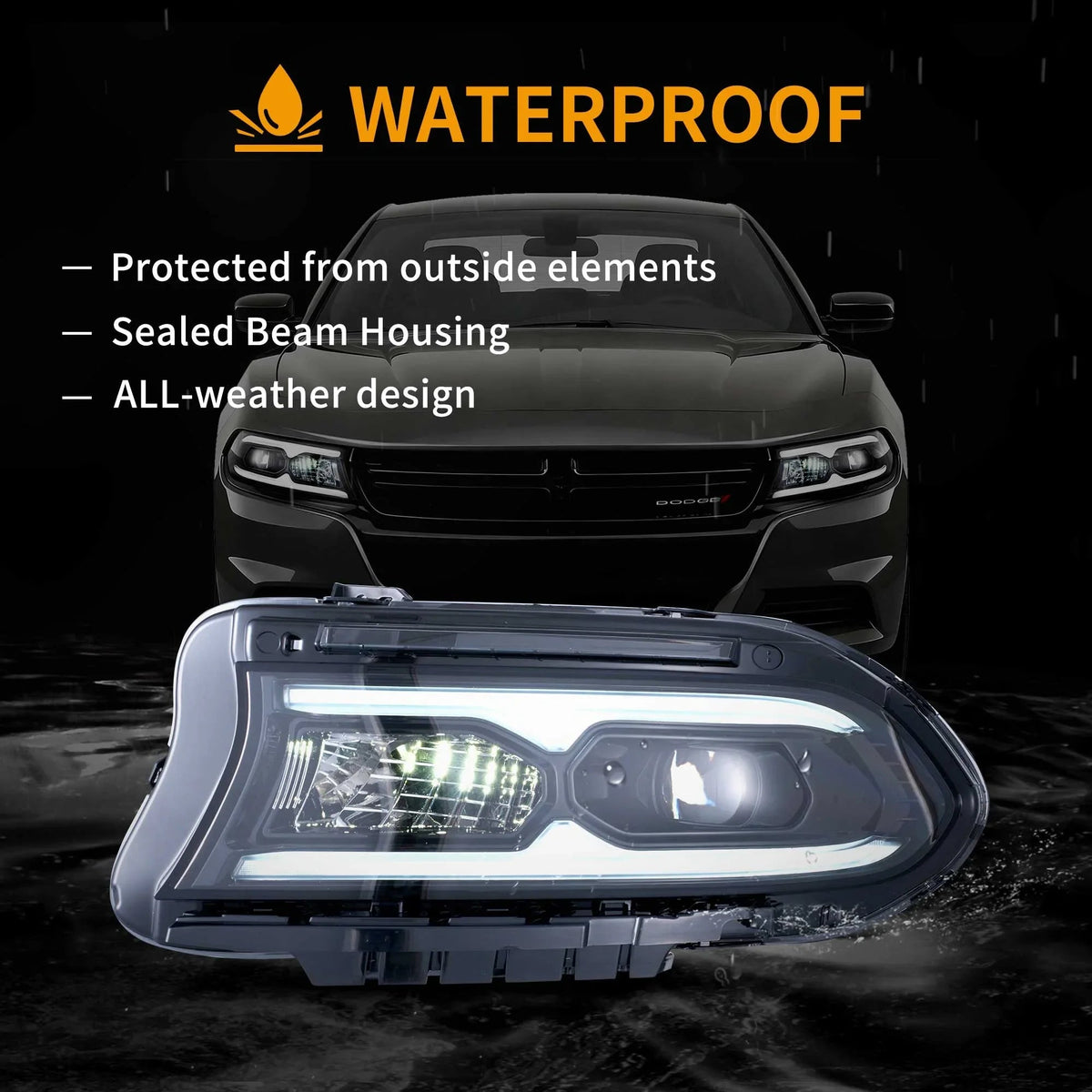 Vland LED Projector Headlights for 2015-2023 Dodge Charger Halogen Models