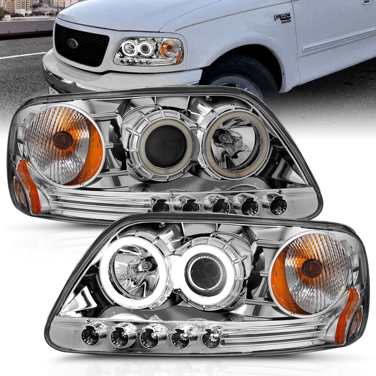 1997-2002 Ford Expedition / 1997-2003 Ford F-150 / 2004 Ford F-150 Projector Headlight Set W/Halo