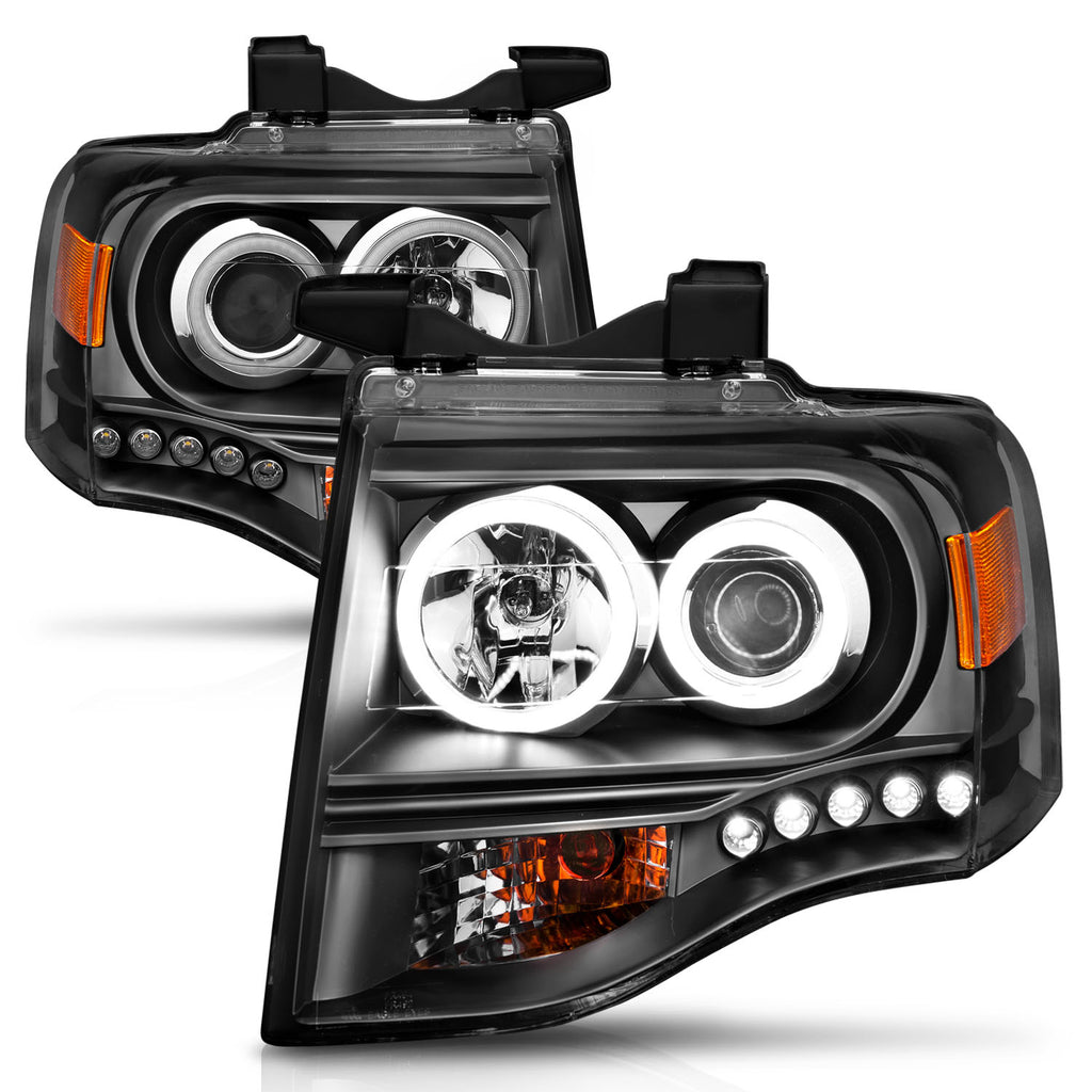 2007-2014 Ford Expedition Projector Headlight Set W/Halo
