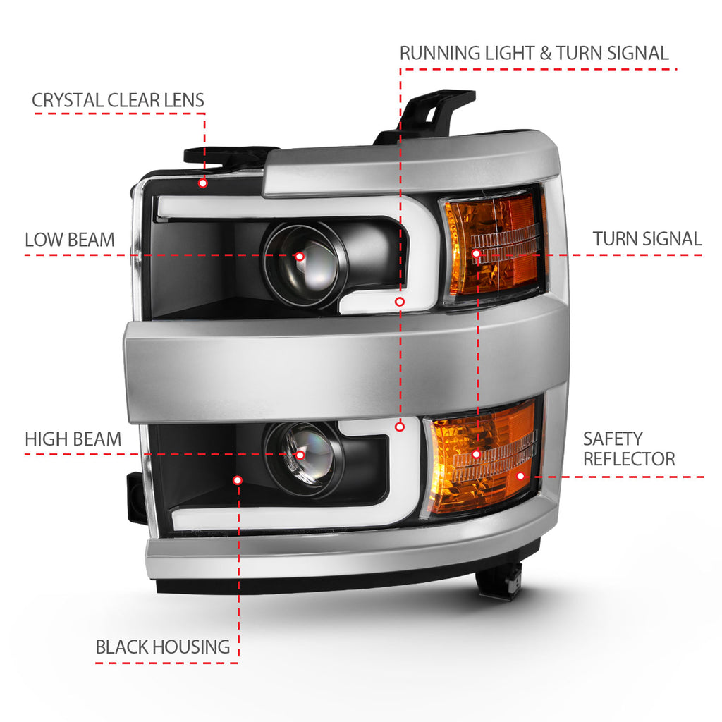 2015-2019 Chevrolet Silverado Projector Headlight Set