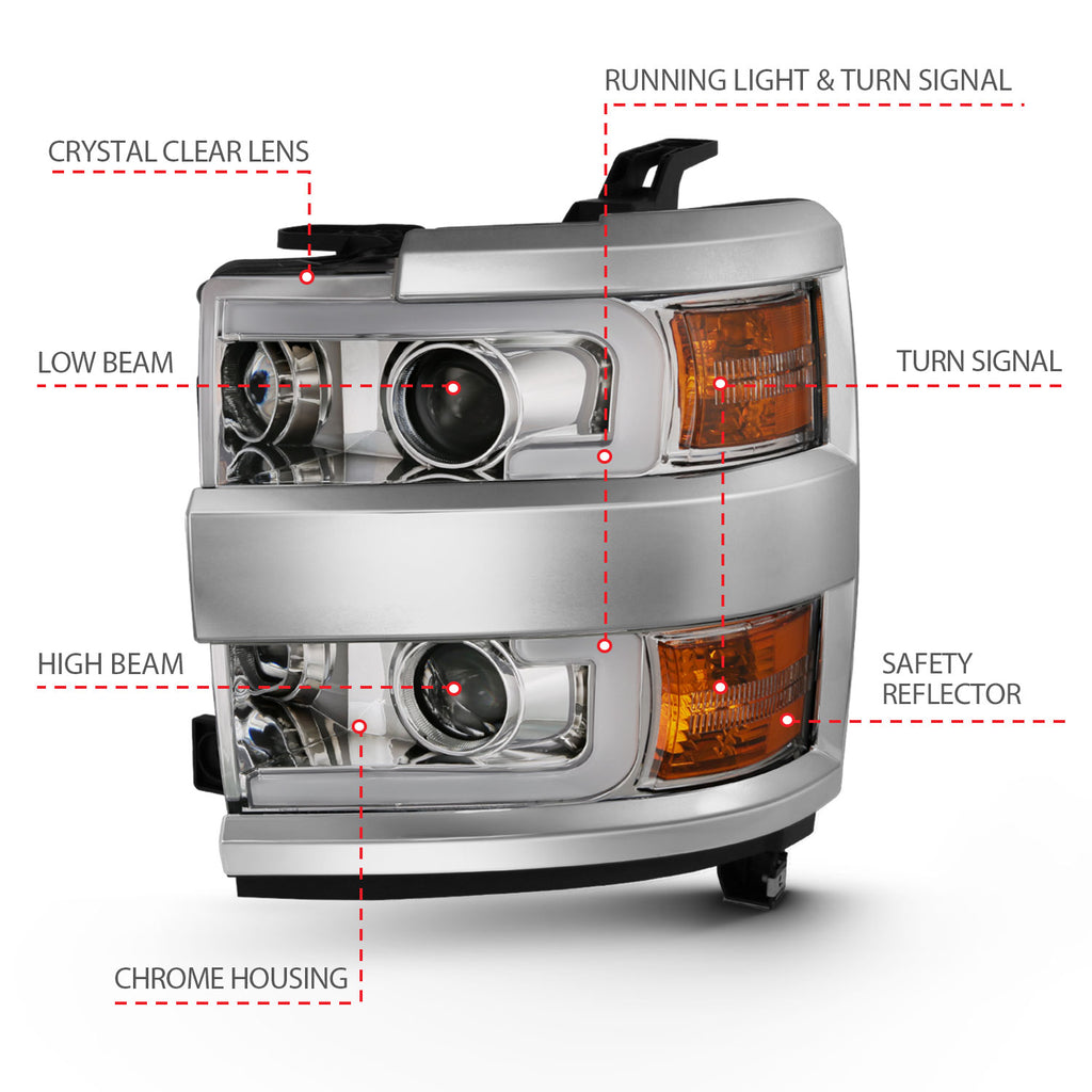 2015-2019 Chevrolet Silverado Projector Headlight Set