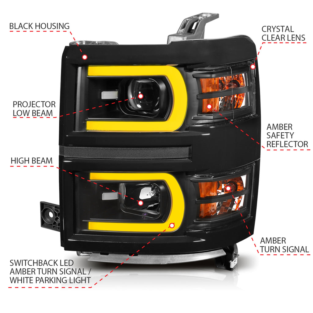 2014-2015 Chevrolet Silverado 1500 Projector Headlights