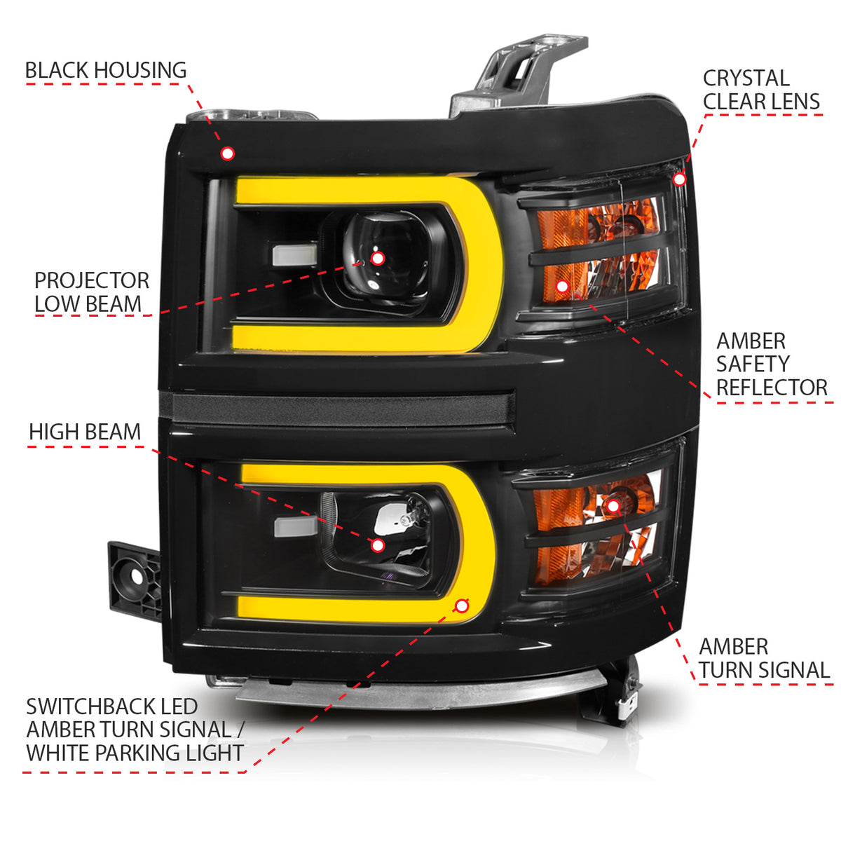 2014-2015 Chevrolet Silverado 1500 Projector Headlights