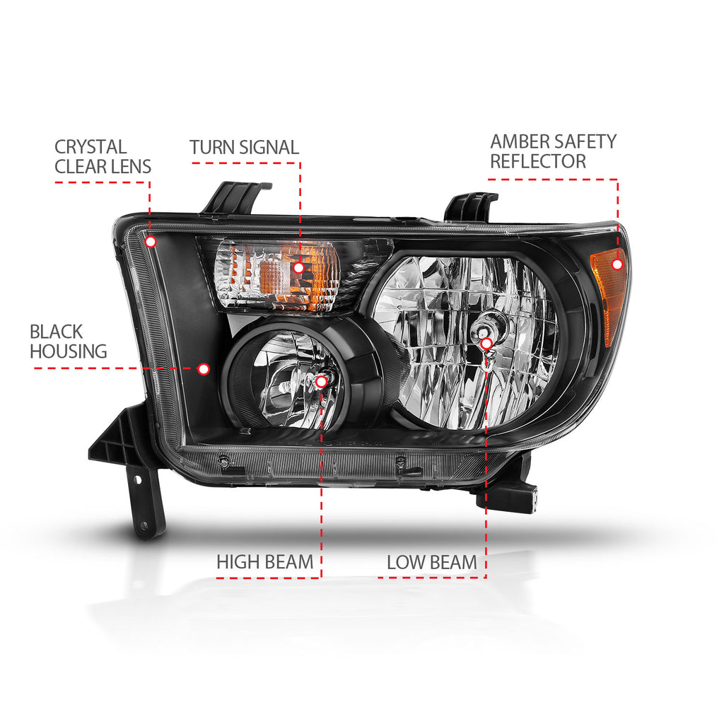 2008-2017 Toyota Sequoia / 2007-2013 Toyota Tundra Crystal Headlights